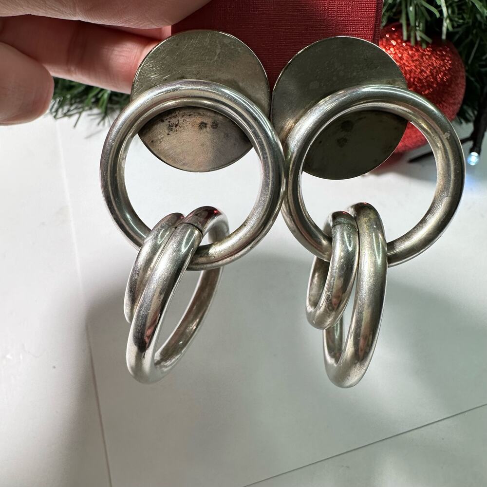 Silver hoop clip on earrings